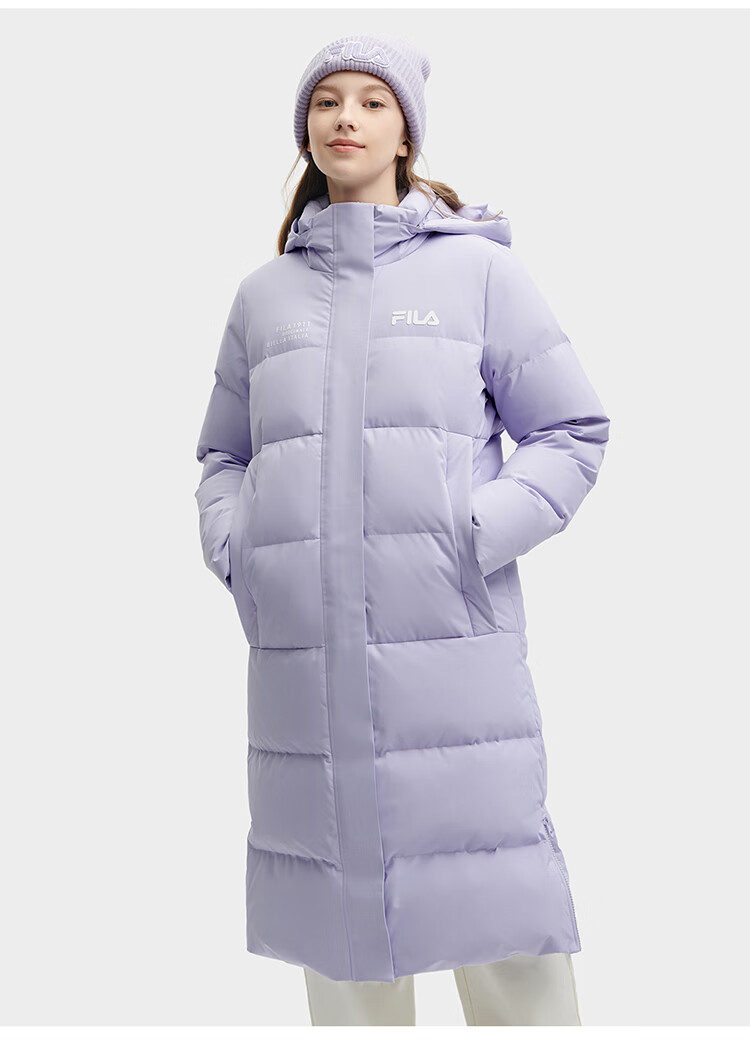 FILAFILA Official RGB Long Down Jacket 2025 Winter Couples Hooded Cold-Resistant Warm Coat 38