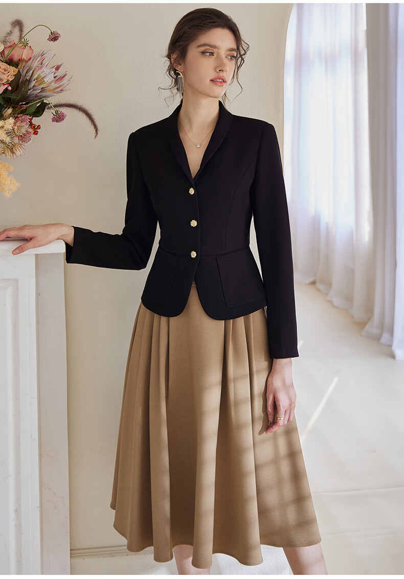 ROEYSHOUSE Women's Intellectual Formal Blazer 2026 Spring Slim Fit Long Sleeve Short Jacket 07455 Black S 6