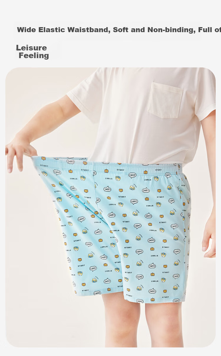 Jiusuiban Children's Sleep Shorts, Boys' Spring And Summer Cartoon Thin Arlo Pants, Big Kids Extended Style Boxer Briefs Shorts, 2-Pack 9