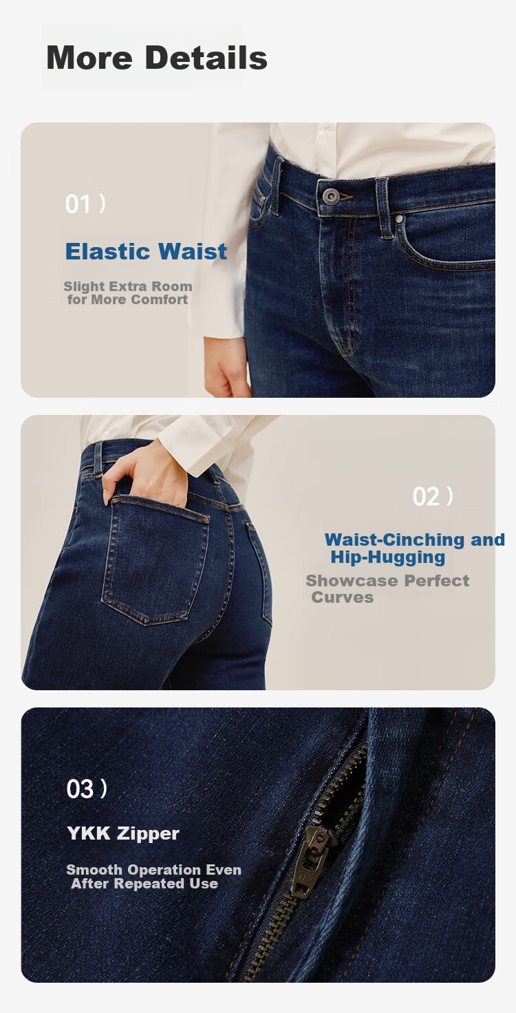 JD Original Jeans for Women, 2026 Spring New Style, Lycra Elastic Draping Slim-Fit Casual Pants, Medium Blue XS 5