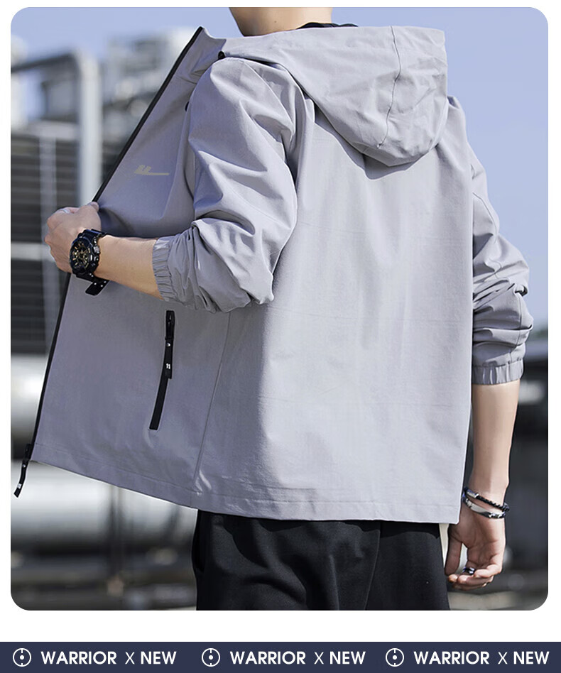 Warrior Men's Hooded Windproof Jacket Autumn Fashion Casual Men's Outerwear Versatile Fall Coat 9