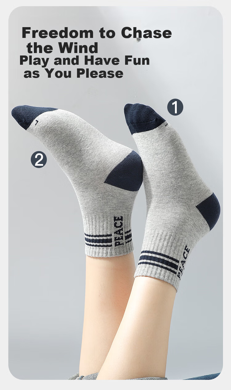 Bingxuemumian Children's Socks, Boys' Mid-Calf Cotton Socks for Spring And Autumn, Winter Socks, 6 Pairs for Older Boys, Preppy Style Seamless Trendy Short Socks 10
