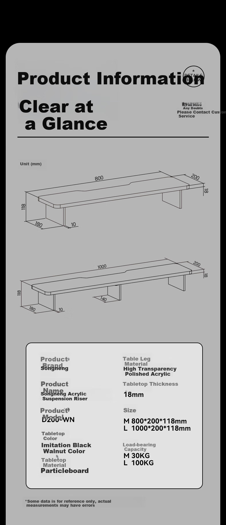 Songneng Monitor Riser Stand, Display Stand, Monitor Support, Desktop Computer Stand, Laptop Stand with Base Storage Rack, D20 6