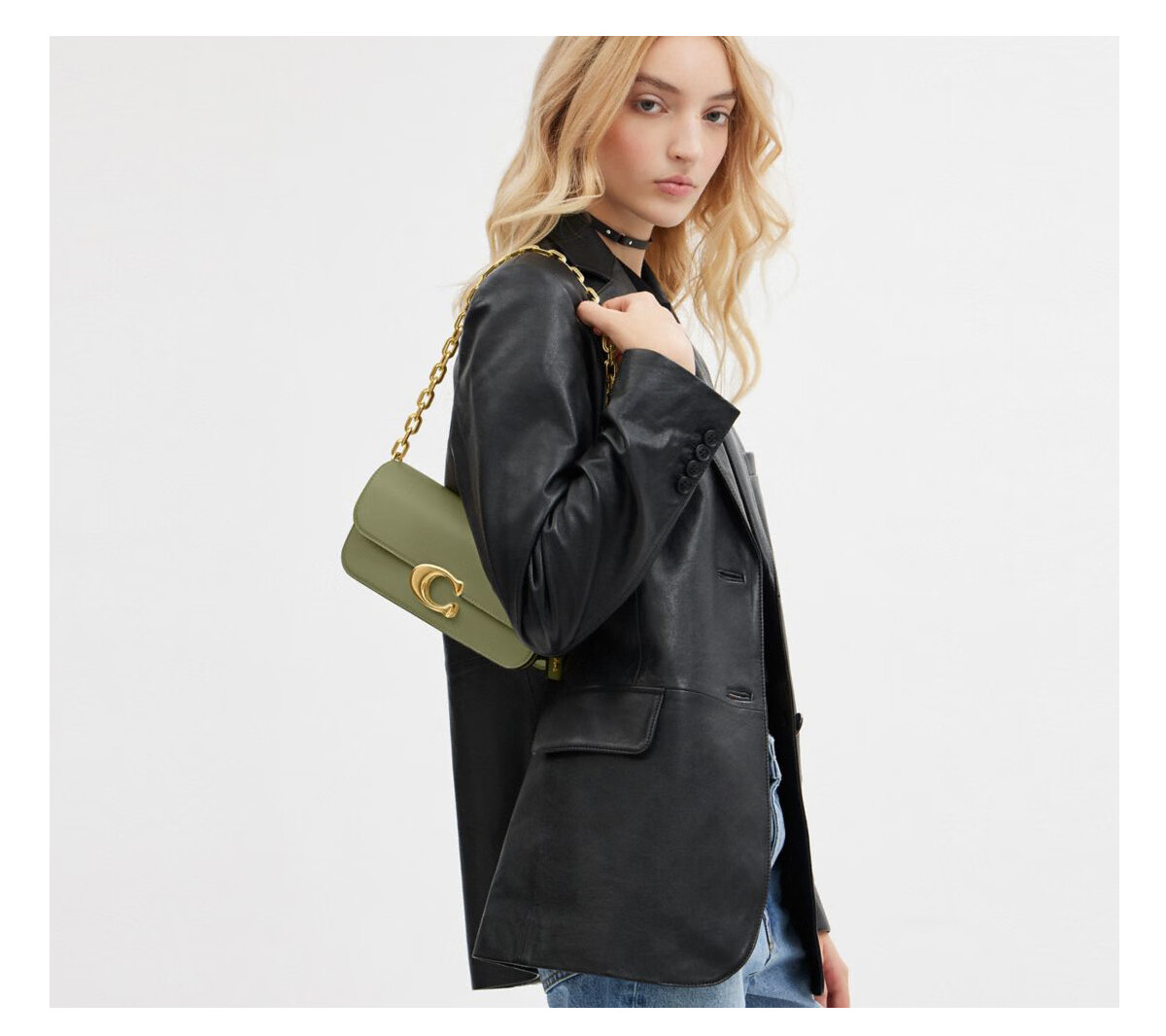 COACH [Brand Direct Supply], Women's IDOL Shoulder Crossbody Underarm Bag, Light Khaki Color, CP120 Gift 3