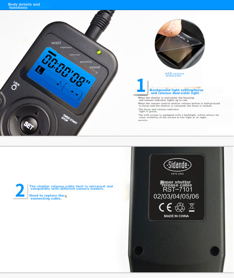 SidanDe 7600C2 Canon Wireless Remote Control Timer for EOS 5D4 5D3 5D2 5D 7D2 7D 6D 6D2 50D 15