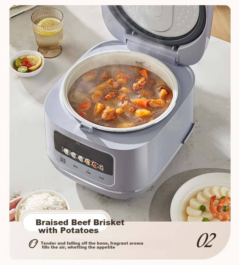 Midea Rice Cooker 3-4 People 4L Household Ceramic Antibacterial Wear-Resistant Inner Pot One-Touch Firewood Rice Quick Cooking Smart Reservation Multifunctional Micro-Pressure Stew Rice Cooker MB-4E61 10