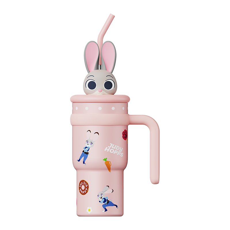 Disney Judy Plush Insulated Tumbler Zootopia 316 Stainless Steel Straw Cup 700ml New Year Gift for Girls