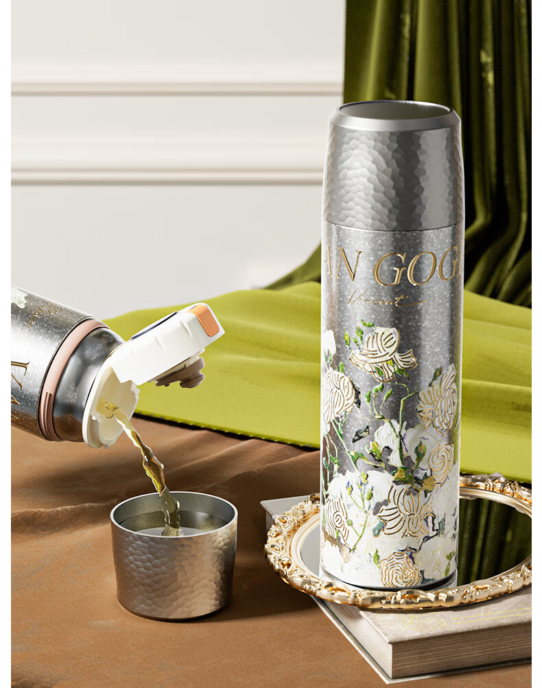 Big Car Pure Titanium Insulated Tea Separation Van Gogh Collaboration Outdoor Portable Car Travel Office Tea Cup Gift Stew Tea Cup 14