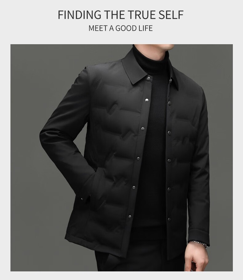 Pierre Cardin Men's Winter Down Jacket Business Lapel Windproof Warm Down Coat Casual Outerwear Dark Blue XL 6