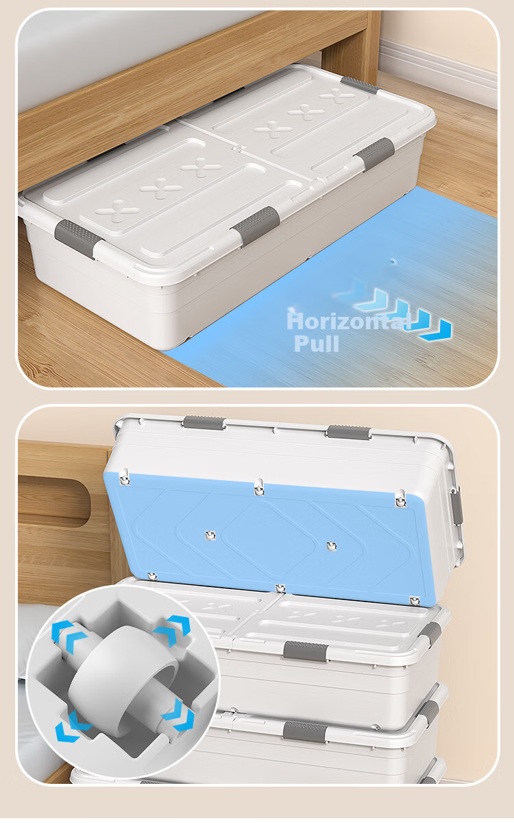 Jiabangshou Under-Bed Storage Box, Flat Organizer for Clothes And Quilts, with Wheels, 30L Capacity, 1 Piece 4