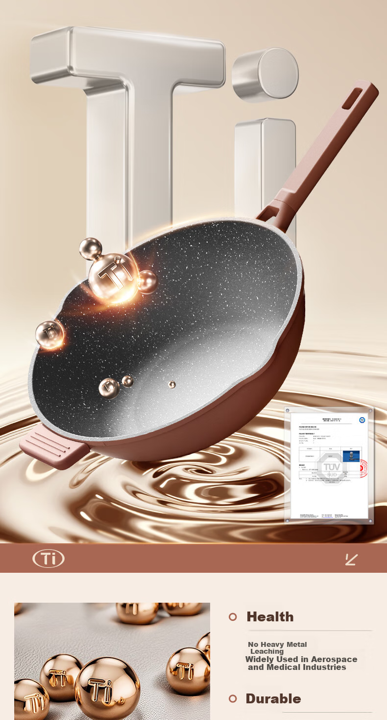 SUPOR Titanium Non-Stick Pan, Lightweight Cast, Wear-Resistant, Antibacterial, Low Smoke When Cooking, Suitable for Induction And Gas Stoves, EC28AKJ01 3