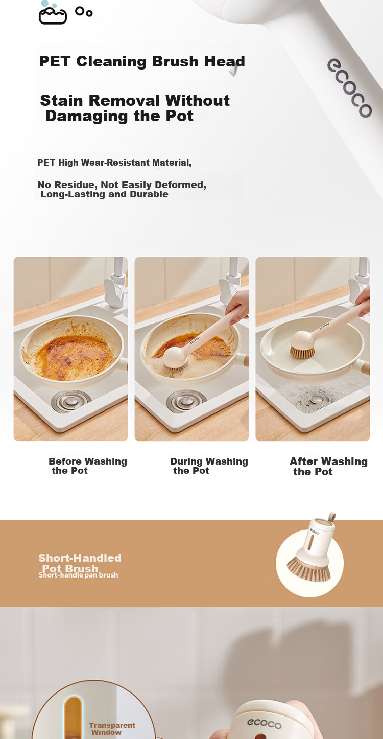 Ecoco Cup Brush Water Cup Cleaning Tool Baby Bottle 3-in-1 Multifunctional Long Handle Cup Brush E25203 White 8