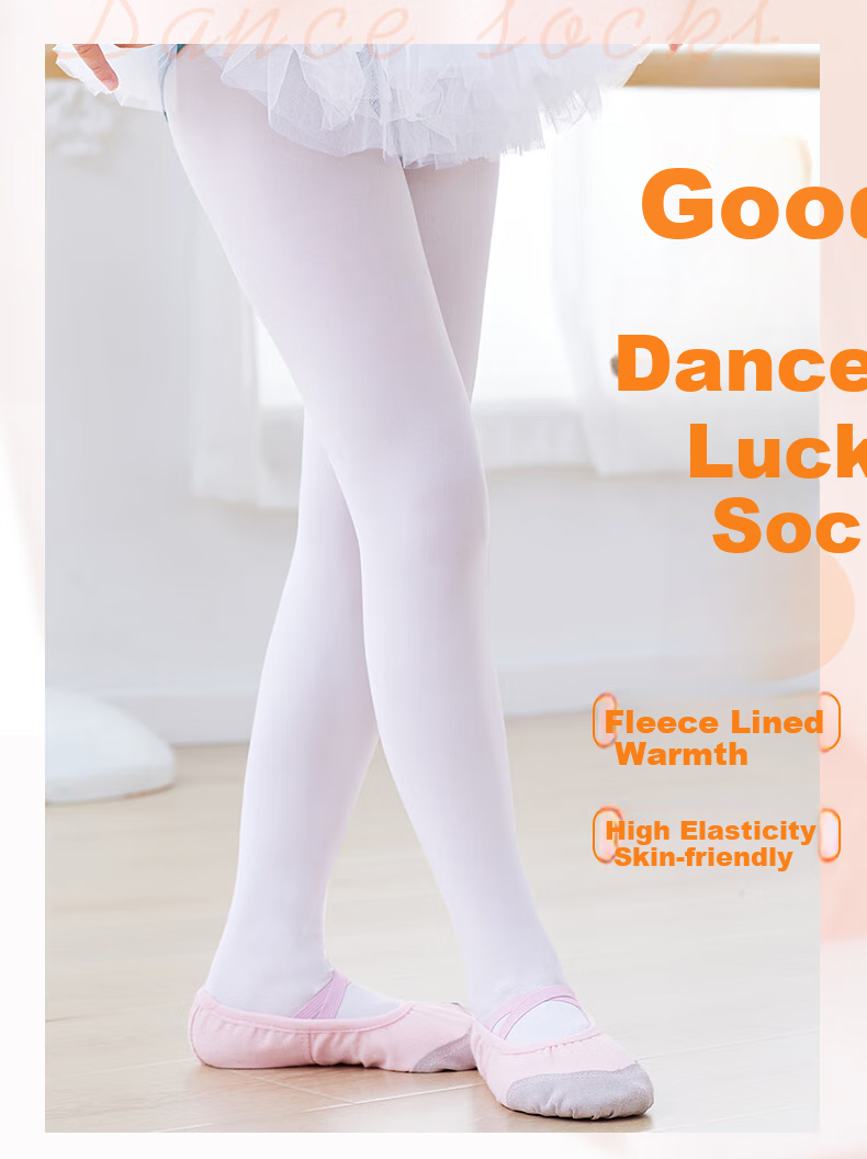 Aiwuge Children's Thermal Dance Socks, White Exam Practice Socks, Base Layer, Wearable Outside, Pantyhose, 900D, XL Size 1