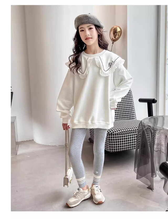 XUEXIMAN Kids Cotton Ribbed Thermal Leggings for Girls Autumn Winter Thin Casual Warm Pants for Older Children 14