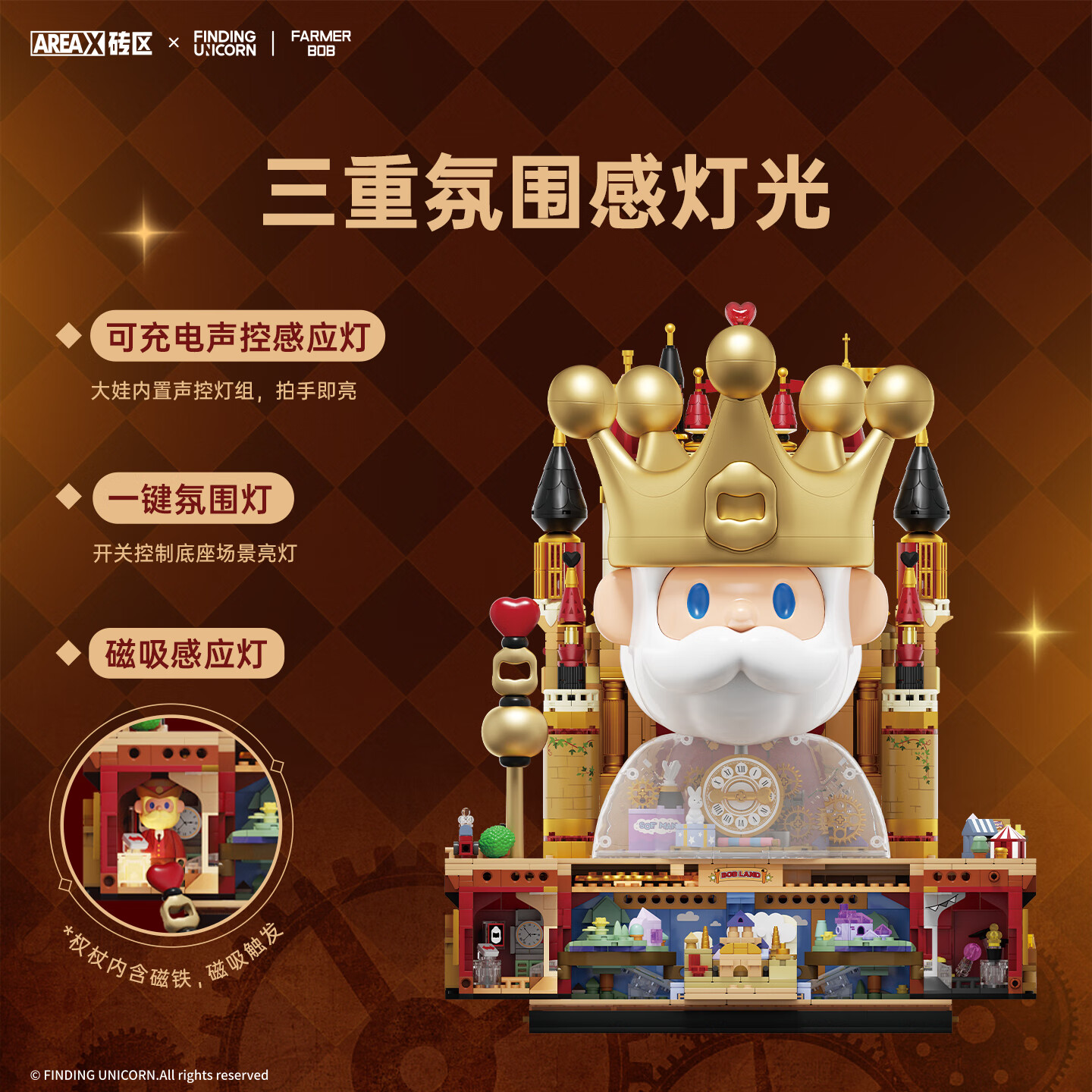 AREA-X Brick Zone Unicorn Official Collaboration Trendy Building Block Toy Birthday Gift King BOB Large Figure