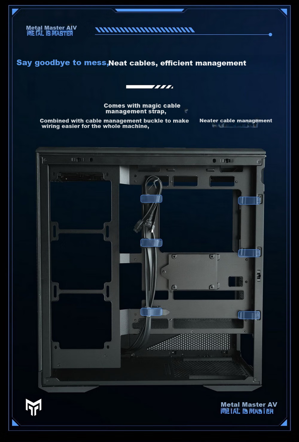 Yingchi Metal Master Dark Knight Gaming Computer Case (ATX, Supports 360mm Water Cooling, Quick Disassembly, Top And Bottom Compartment View, TYPE-C, Parts Box, Cable Management) 14