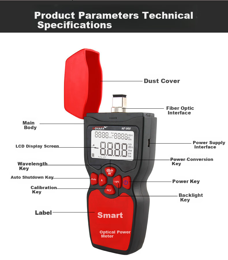 Jingmingshu NF-919 Multifunctional Fiber Optic Tester, Optical Power Meter, Light Source, Red Light Can Measure Communication Network, Telecom Network, Cable TV Fiber Optic Line Engineering Construction Inspection And Maintenance 3