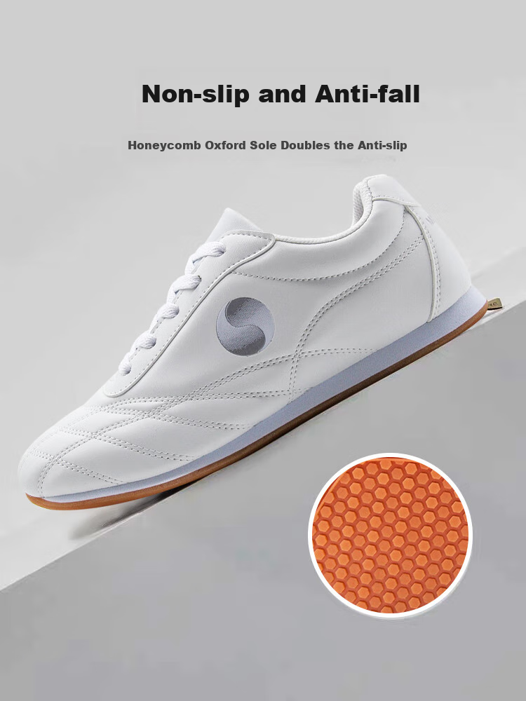 Shuangxingbate Tai Chi And Taekwondo Practice Shoes with Thin Soles for Middle-Aged And Elderly Men And Women, Square Dancing Martial Arts Soft Leather Sports Competition Training Shoes 4