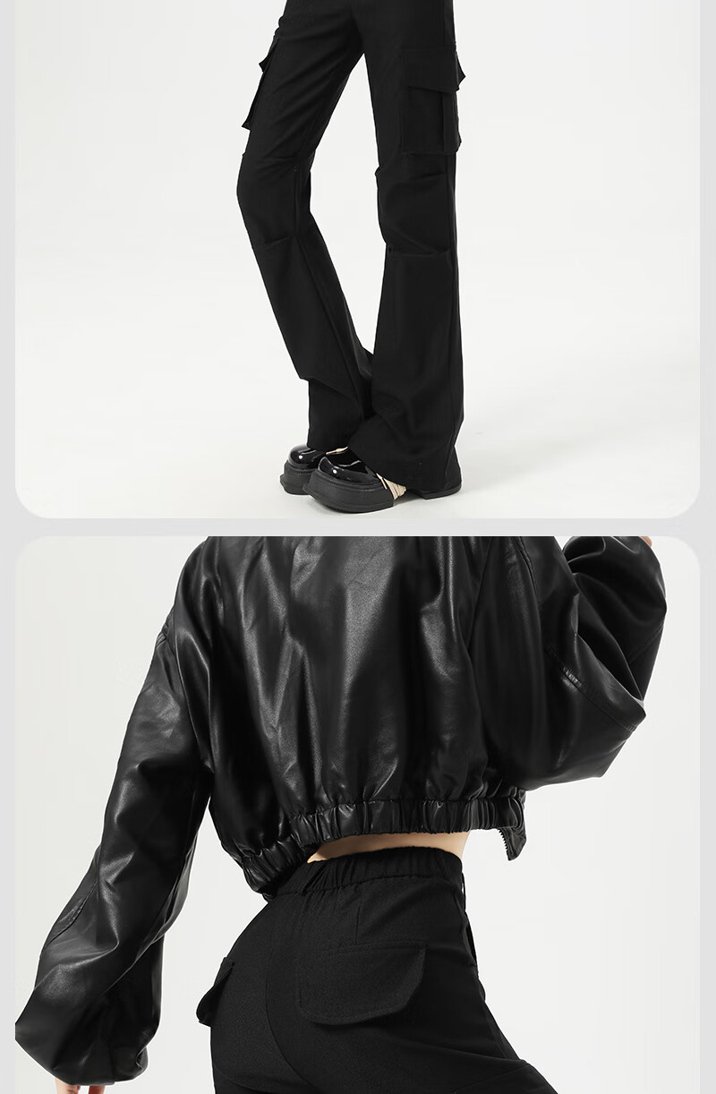 XUEXIMAN Women's American Style Workwear Flared Pants Summer New Ice Silk Quick-Dry Slim High-Waist Narrow Hem Trousers 15