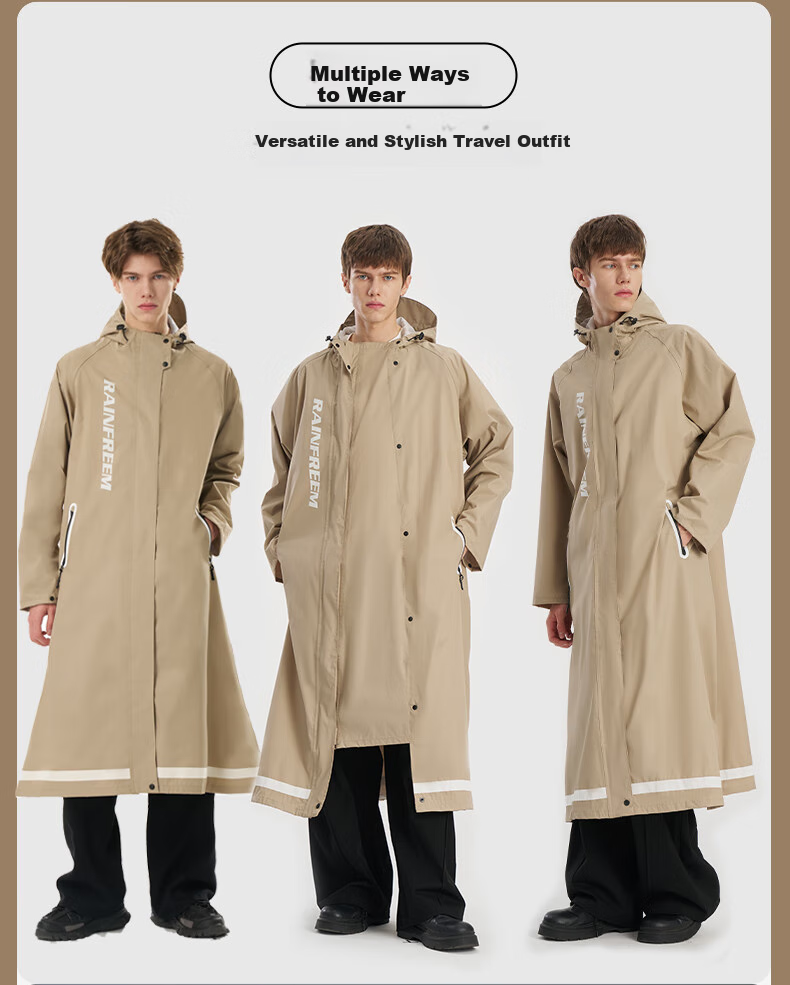 Qinfeimanyuyi Electric Scooter Raincoat, Long One-Piece Full-Body Raincoat for Riders, Storm Protection, Gray, 4XL 11
