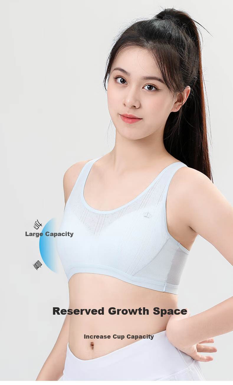 Ailier&ouluola Girls' Bra, Student Sports Underwear, Puberty High School Student Bra, 15-18 Years Old, Anti-Shock Work Triangle Back, 2-Piece Set, 80B 3