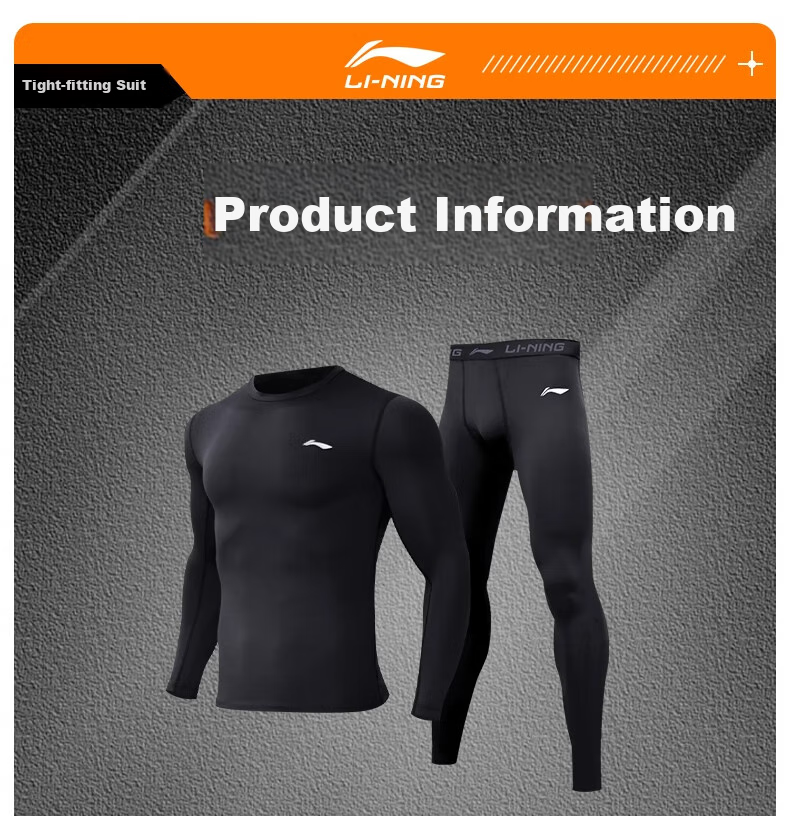 Li-Ning Running Sports Set, Quick-Dry Shirt, Tight-Fitting Top, Autumn And Winter Inner Layer, Breathable Training Wear, Base Layer, Basketball Uniform, Soccer Jersey, Fitness Wear 19