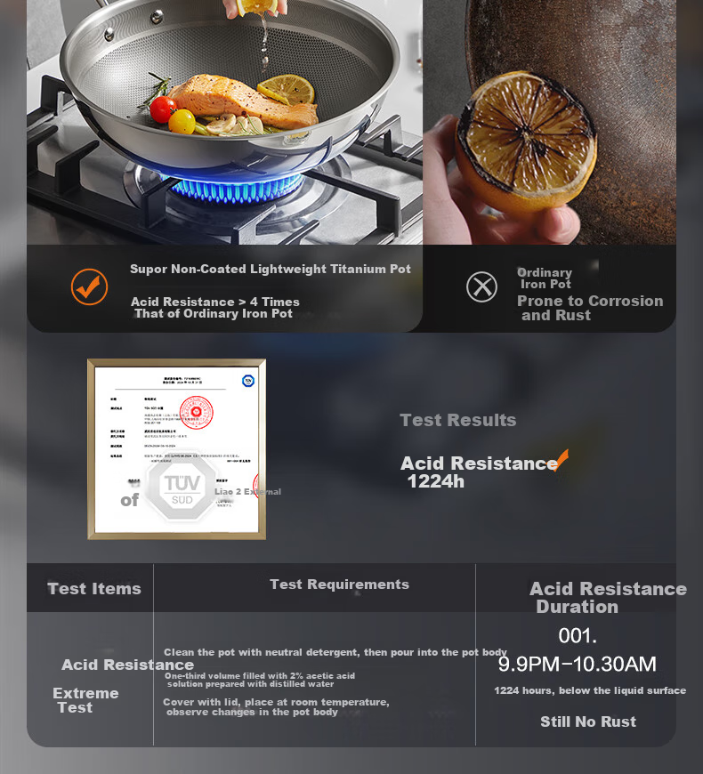 SUPOR Pure Titanium Wok, Non-Coated Non-Stick Pan, 32cm Stainless Steel Wok for Home Use, Compatible with Induction Cooker And Open Flame, Cooking Pan CC32T1 7