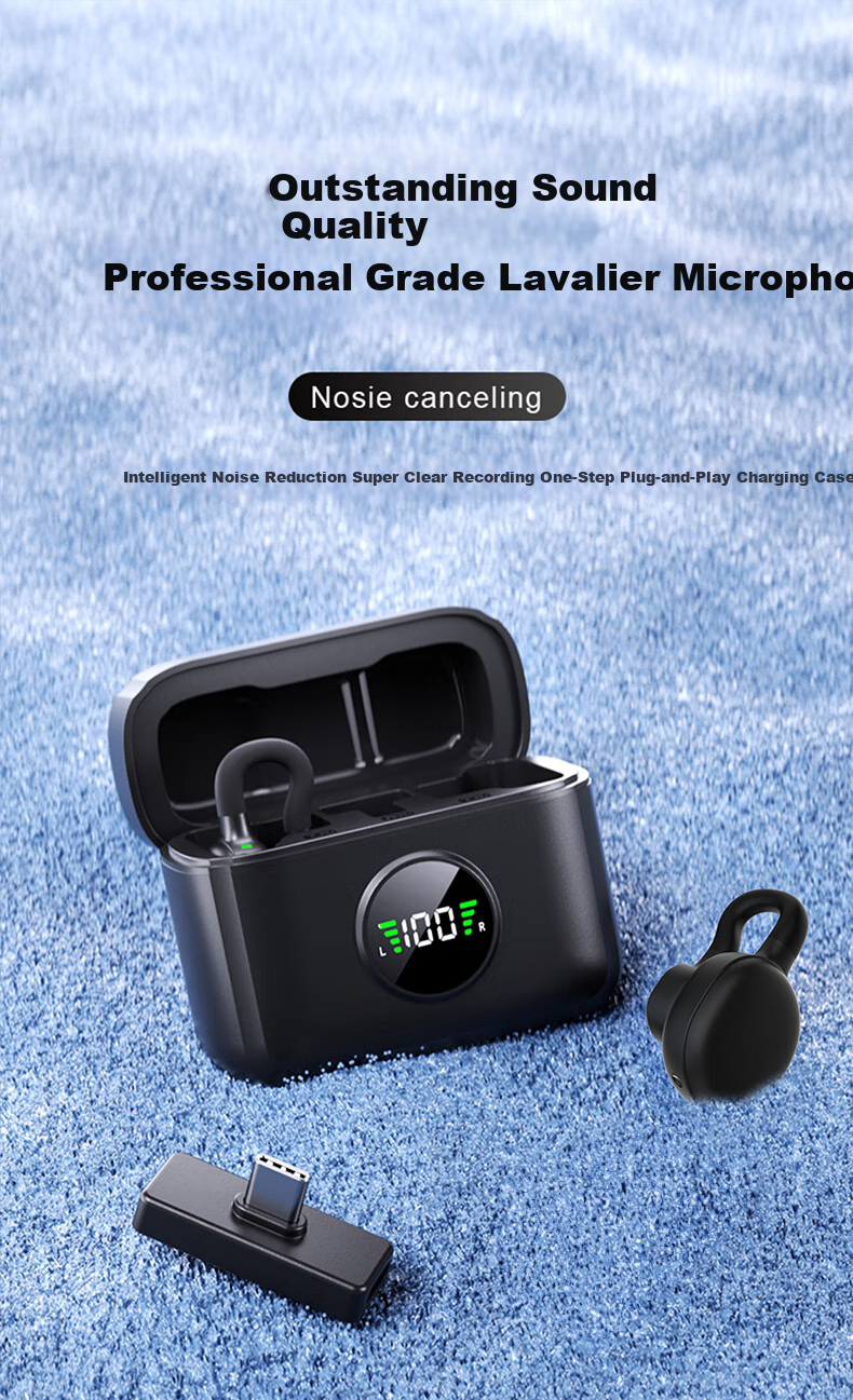 Haomuren Wireless Lavalier Microphone, Dual-Channel Audio Pickup, Outdoor Noise Reduction, TikTok Live Streaming, Video Recording Sound Card, Live Streaming Equipment, Voice Recording, Computer And Mobile Phone Compatible 2