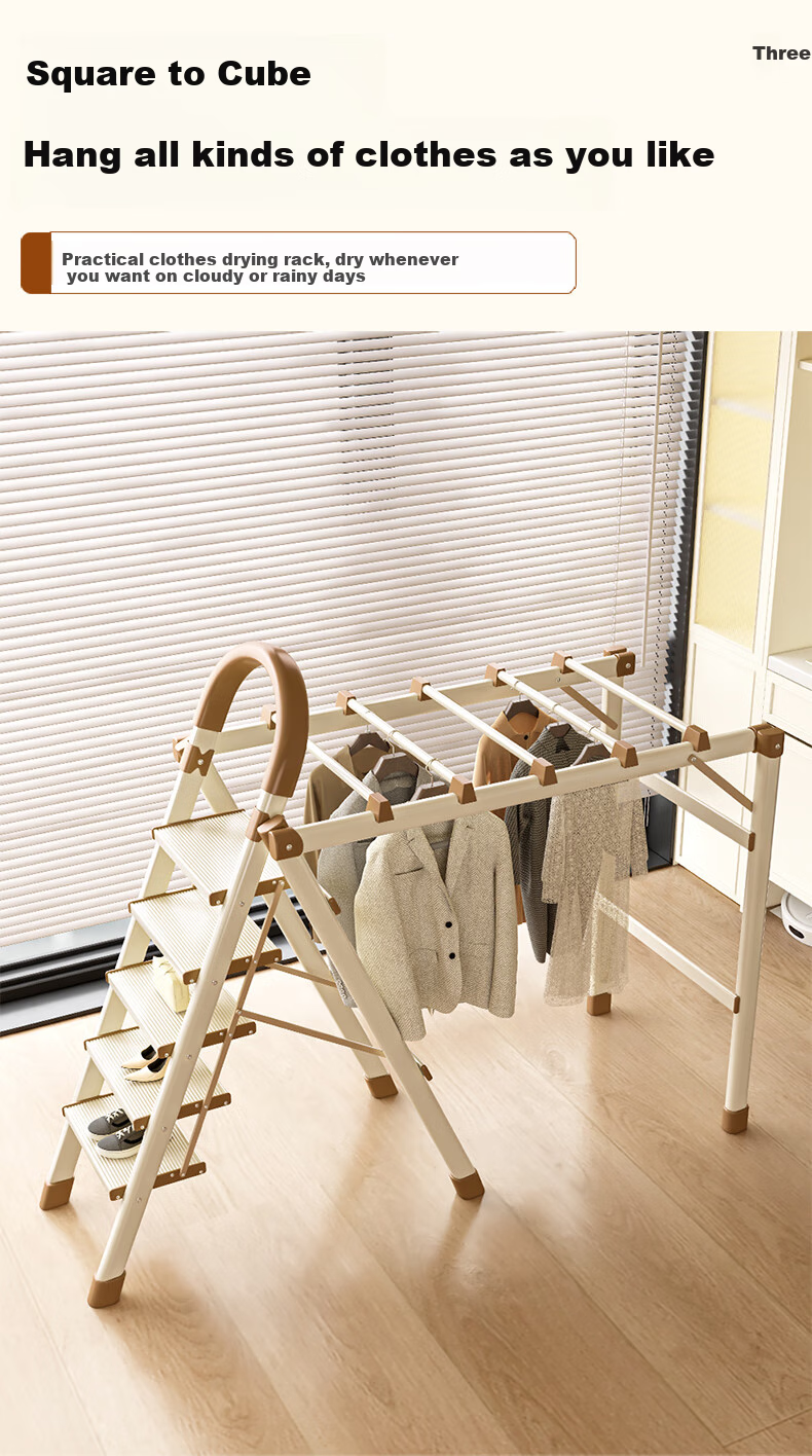 Yilinju Ladder, A-Frame Ladder for Home Use, Foldable Aluminum Alloy Ladder, Clothes Drying Rack with Two-In Desig 5