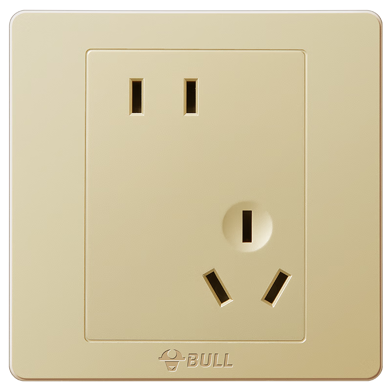 BULL Switch Socket G07 Series, 10A Oblique Five-Hole Socket, 86-Type Socket Panel, G07Z223AS, Champagne Gold