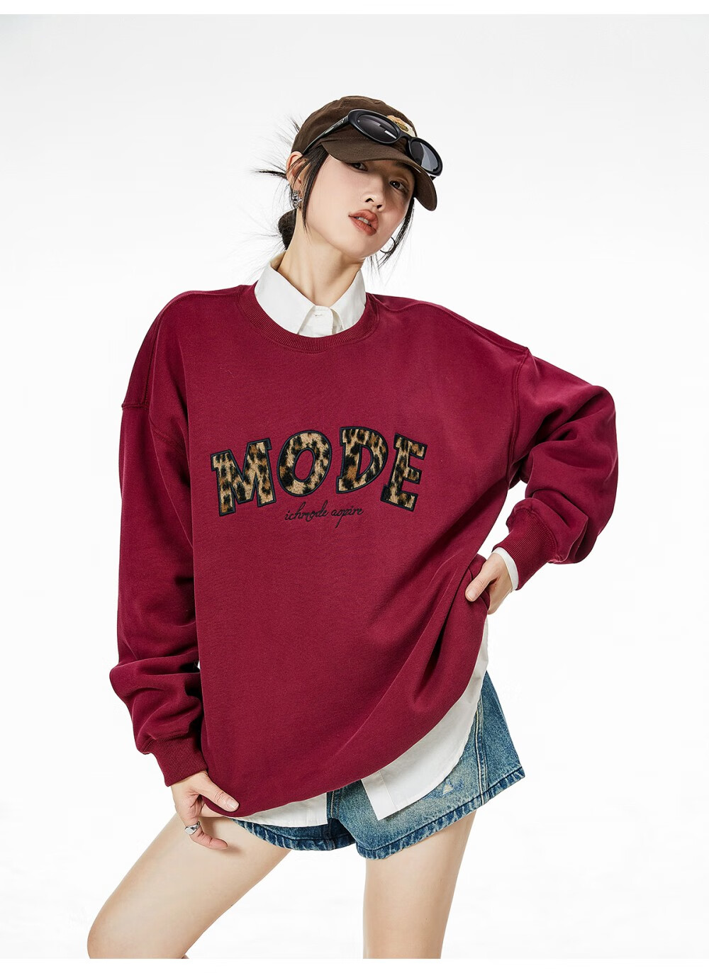 ICH MODE American Style Gray Crewneck Sweatshirt Women 2026 Spring New Loose Casual Jacket Top Light Gray S 41