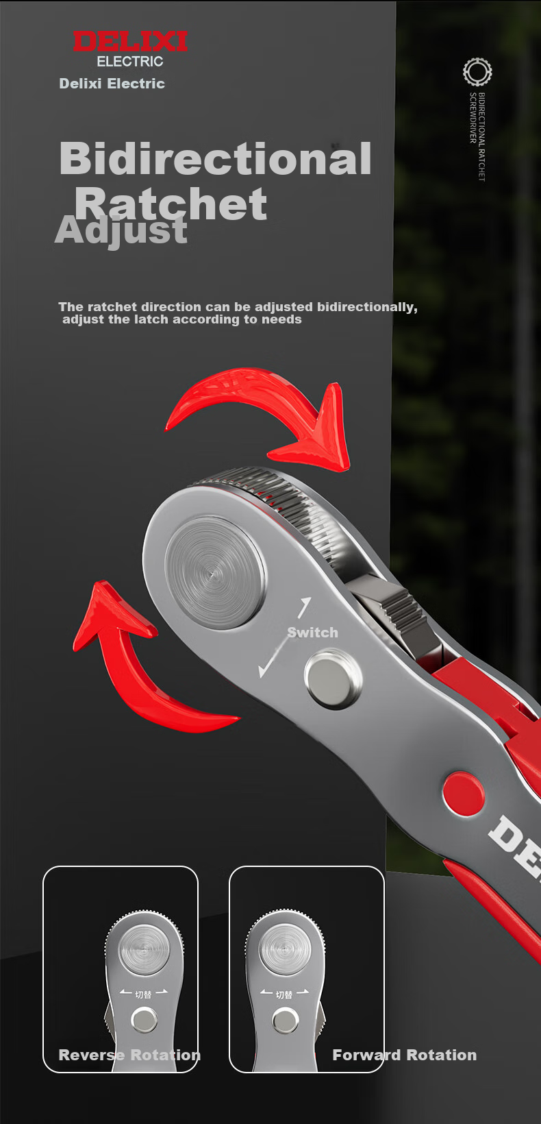 DELIXI Ratchet Screwdriver Set with Straight And Bent Heads, Cross And Flat Screwdriver Bits Kit 3