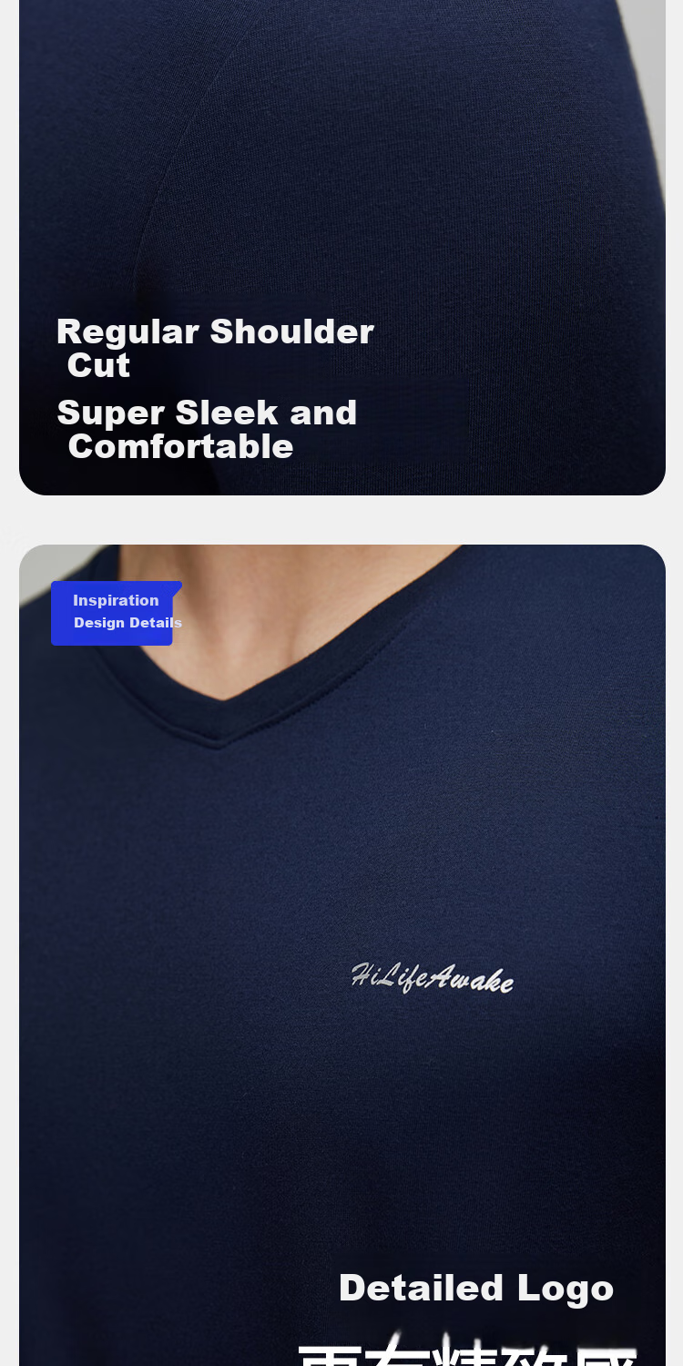 HLA Men's Short-Sleeve T-Shirt, V-Neck, 100% Pure Cotton, Comfortable, Breathable, Thin, Basic Undershirt, 2-Pack 8