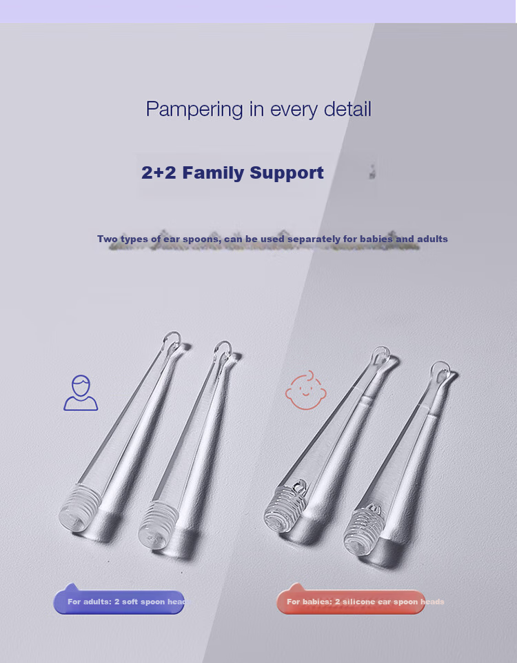 Shijian Children's Ear Pick, Illuminated Visual Ear Cleaning Tool Set, Rechargeable Version, 2-Piece Set, T86W 11