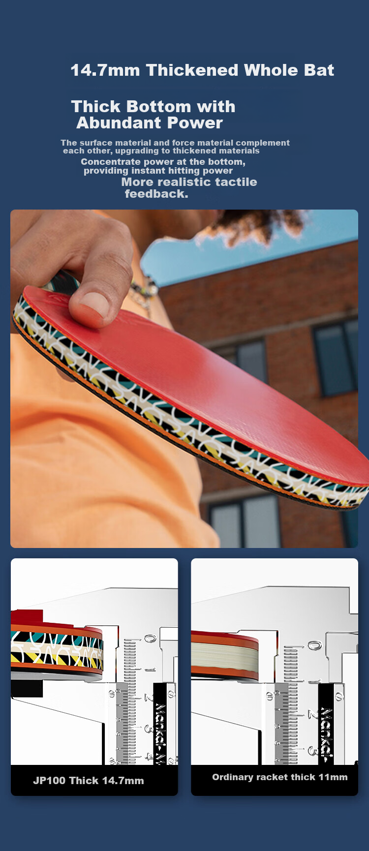 JD Original Ma Xiao Three-Star Table Tennis Racket Single Straight Handle, with Free Racket Case And Ping Pong Balls 9