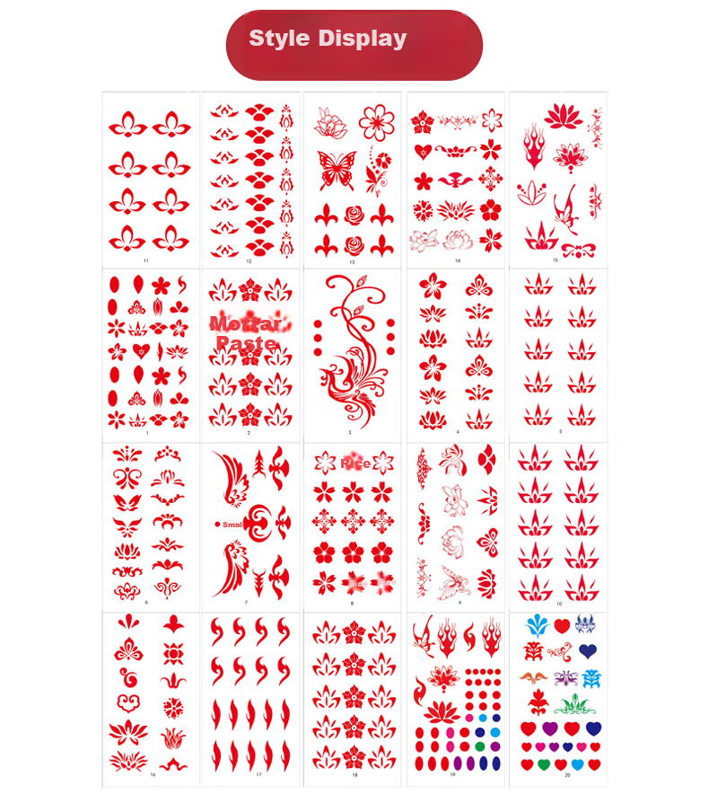Danmiqi Children's Forehead Tattoo Stickers, Hanfu Ancient Costume Girls' Printed Stickers, Waterproof Forehead Stickers, Toy 1