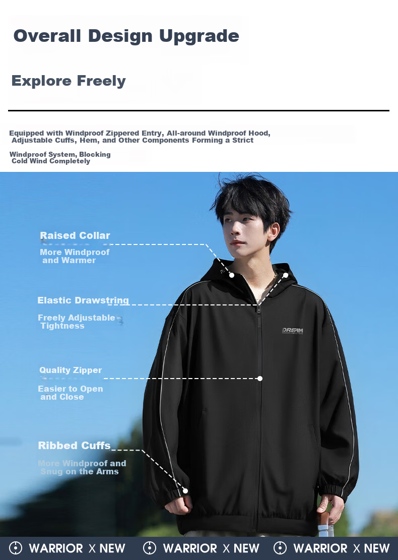 Warrior Men's Hooded Windproof Jacket for Spring And Autumn, Outdoor Hiking Waterproof Sports Coat 2220 5