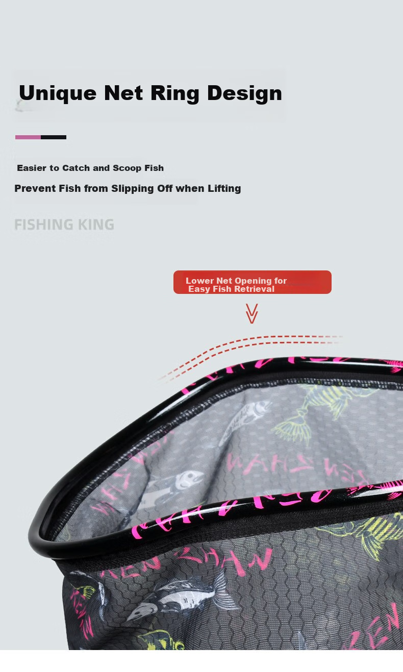 Diaoyuwang Fishing Net Head Anti-Snag Hook Set, Lightweight Net Head, Fishing Net Bag, Fish Catching Net, Fishing Tackle, Round Shape, 40CM 11