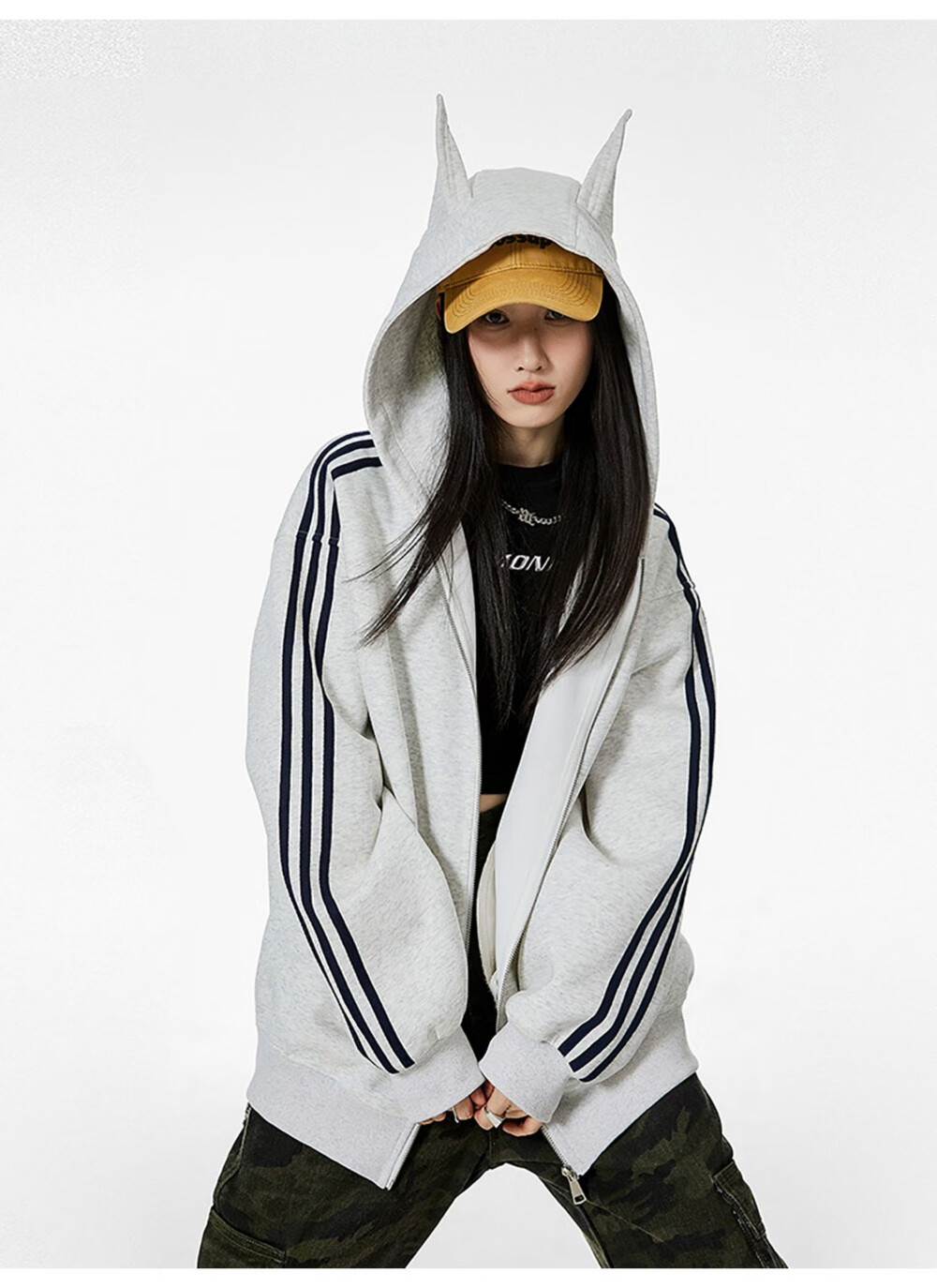 ICH MODE American Vintage Ear Hoodie Cardigan Jacket Women Spring Autumn New Loose Casual Sweatshirt Top Wine Red M 16
