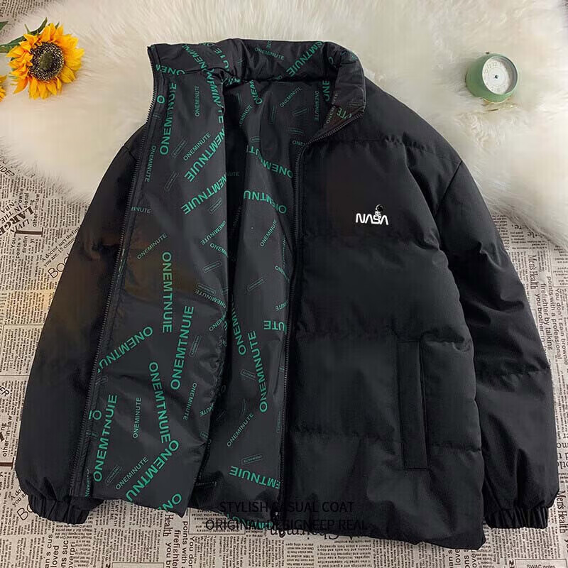 NASA MARVEL Cotton Jacket Men's Winter Coat Thickened Warm Bread Service Double-sided Wear Couple Casual Cotton Jacket 2