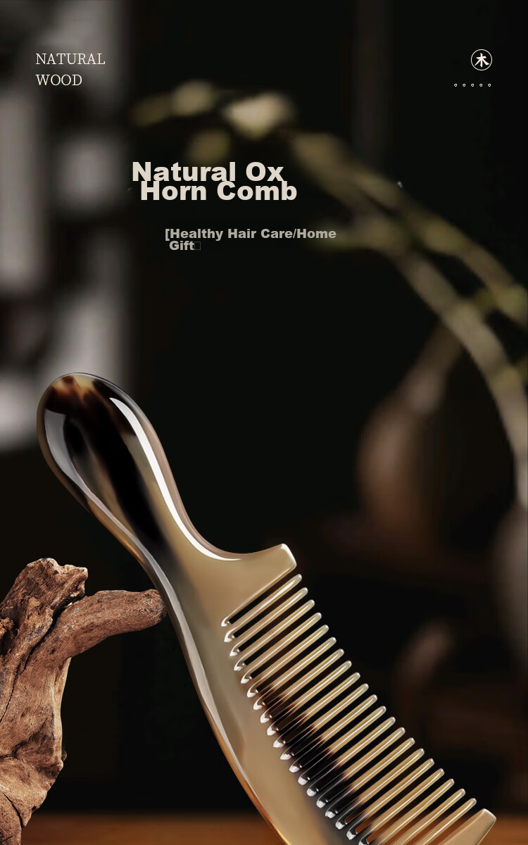 Creative Art Authentic Natural Ox Horn Comb for Men And Women, Massage Meridian Comb, Mid-Autumn Festival Gift for Elders, Teachers, And Girlfriends 1