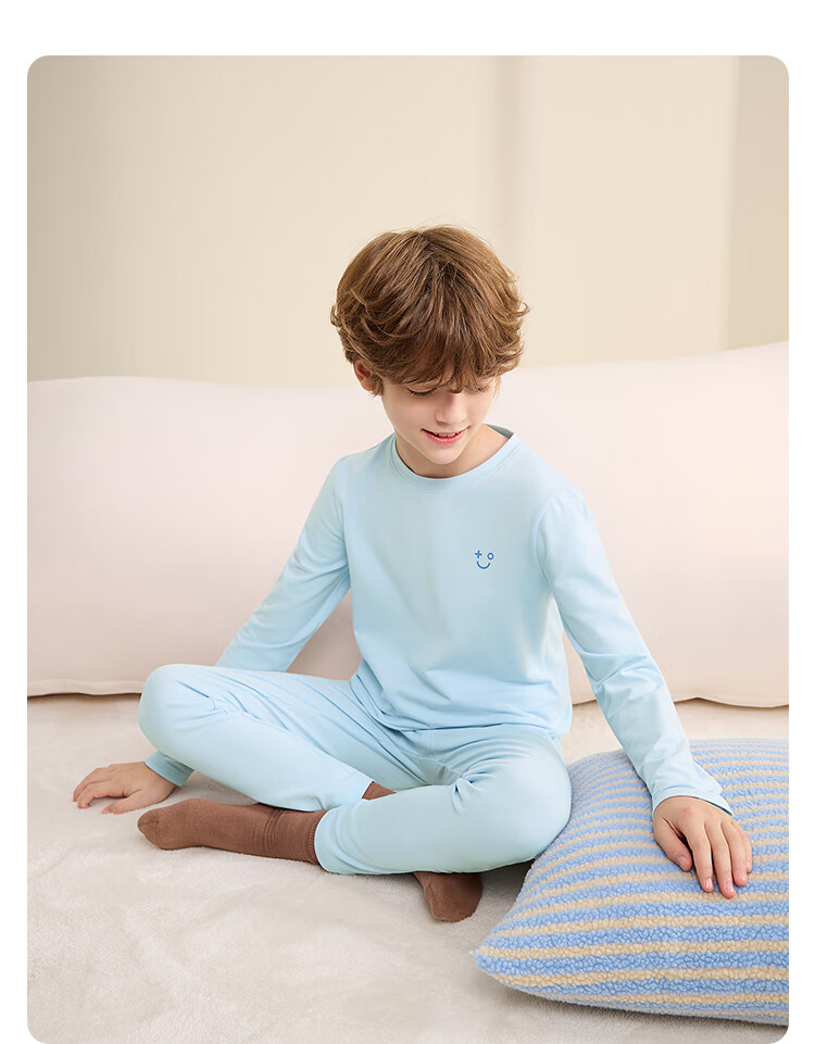 Balabala Boys' Underwear Set Children's Two-Piece New 2025 Autumn Winter Soft Skin-Friendly Girls' Thermal Top and Bottom 17
