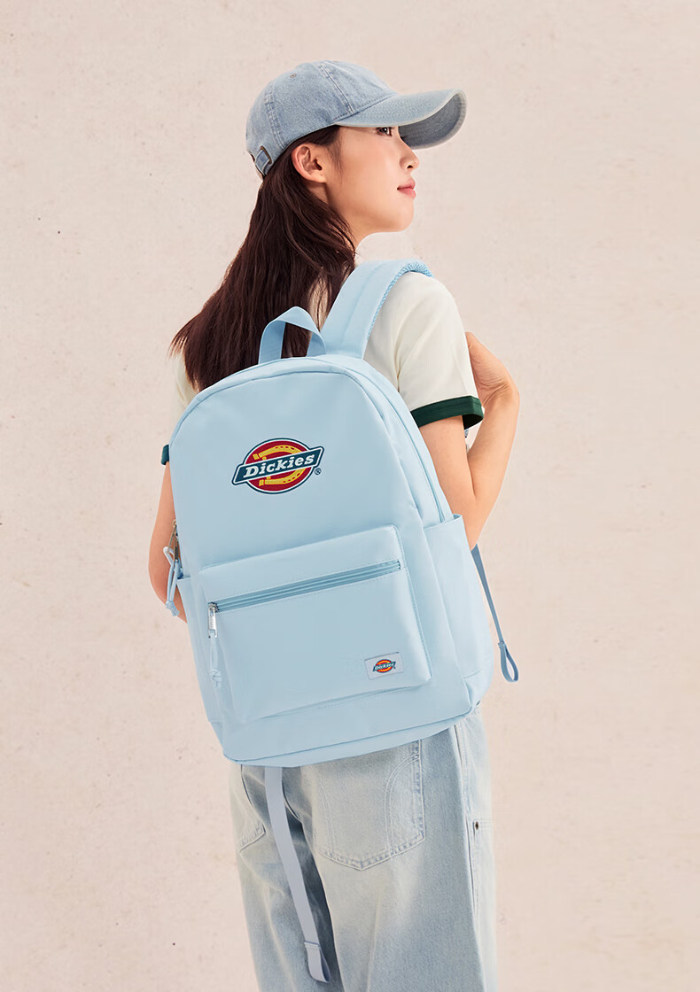 Dickies Embroidered Large Capacity Backpack for Middle and High School Students, Travel and Commuting, Unisex School Bag, Light Gray 14