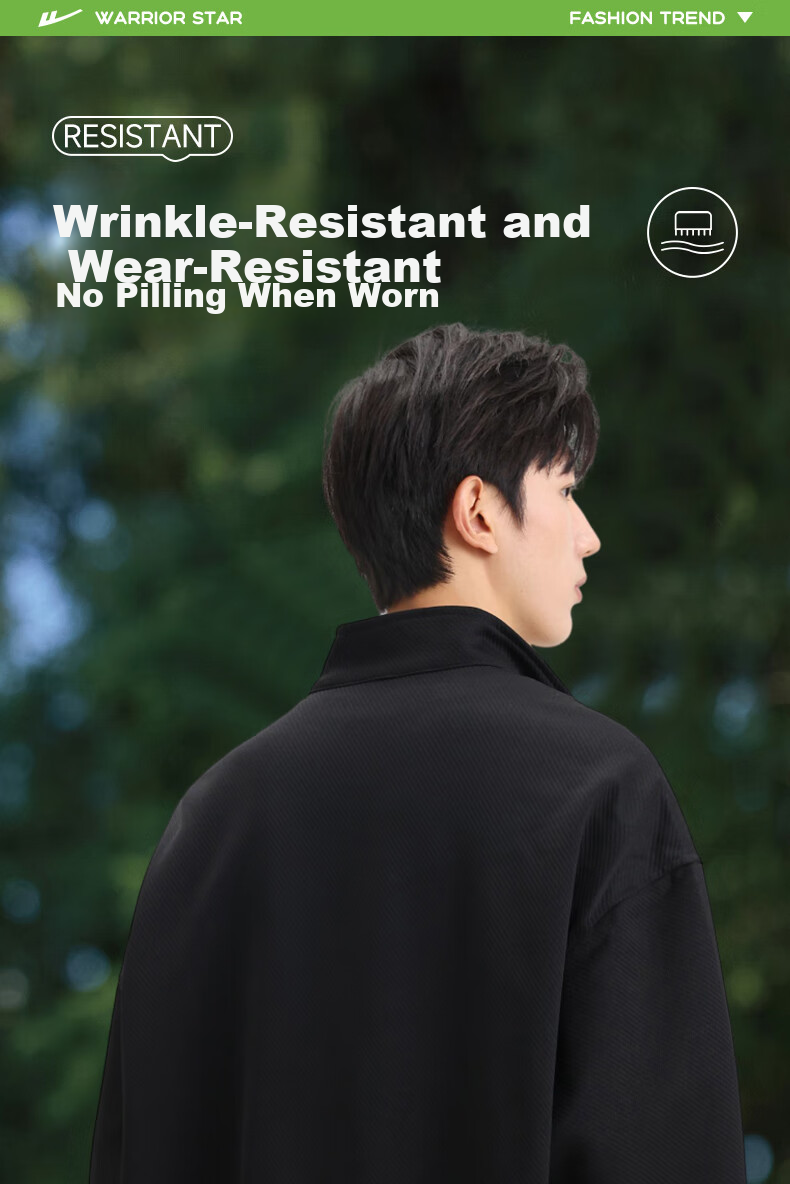 Huili Men's Jacket, Autumn Casual Simple Coat, Twill Stand Collar, Windproof Loose Versatile Outerwear for Men, Black, 3XL 8