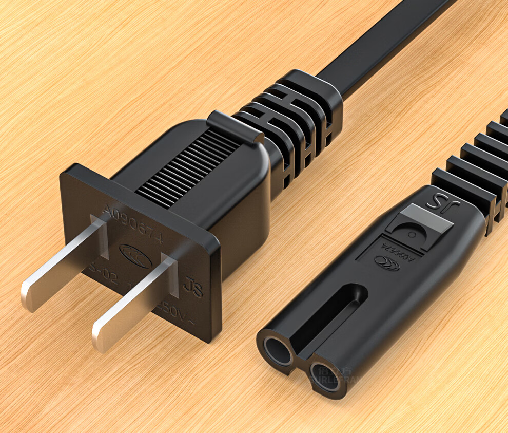 BURLEFRAN Standard Two-Prong Figure-8 Power Cord with Dual Hole Connector for Apple TV/P4/5/Mac Mini/Printer/Digital Camera/Speaker Power Cable 1.5m 2