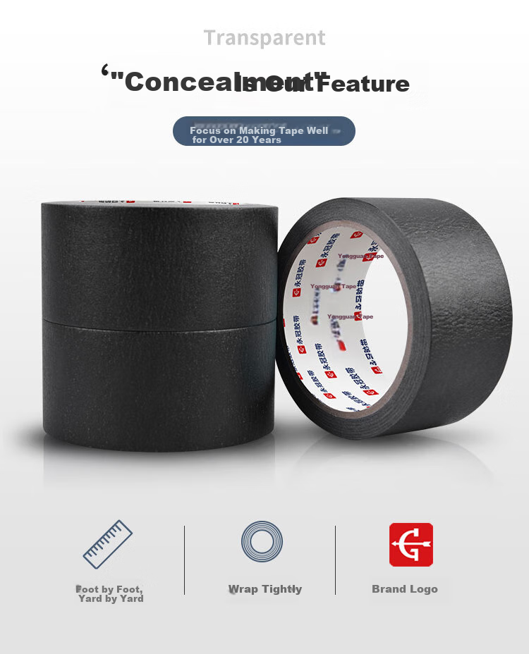 Yongguan Black Masking Tape, 3.0cm*25m*4 Rolls, Paint And Renovation Cover Tape, Art Seamless Tape, for Pindou Dou Ironing, DIY Auxiliary Tool 3