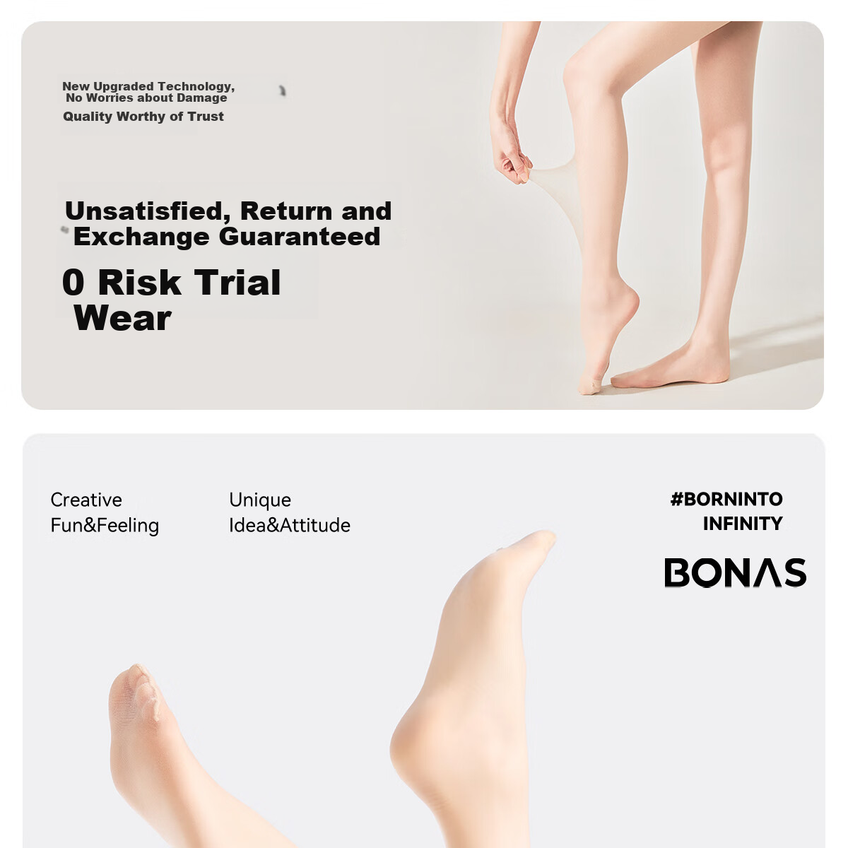 BONAS Silk Stockings for Women, Summer Ultra-Thin 5A Antibacterial Bare Leg Miracle, 4 Pairs of Snag-Resistant Pantyhose, Flesh Color, Black Silk 4 Pieces 1