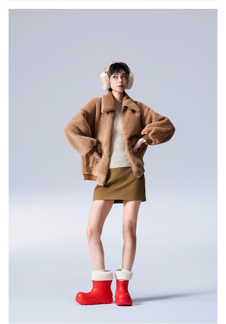 BEYS Zhao Lusi Style Thick Sole Snow Boots Women 2025 New Winter Fleece-lined Waterproof Cotton Shoes Chestnut 38 5