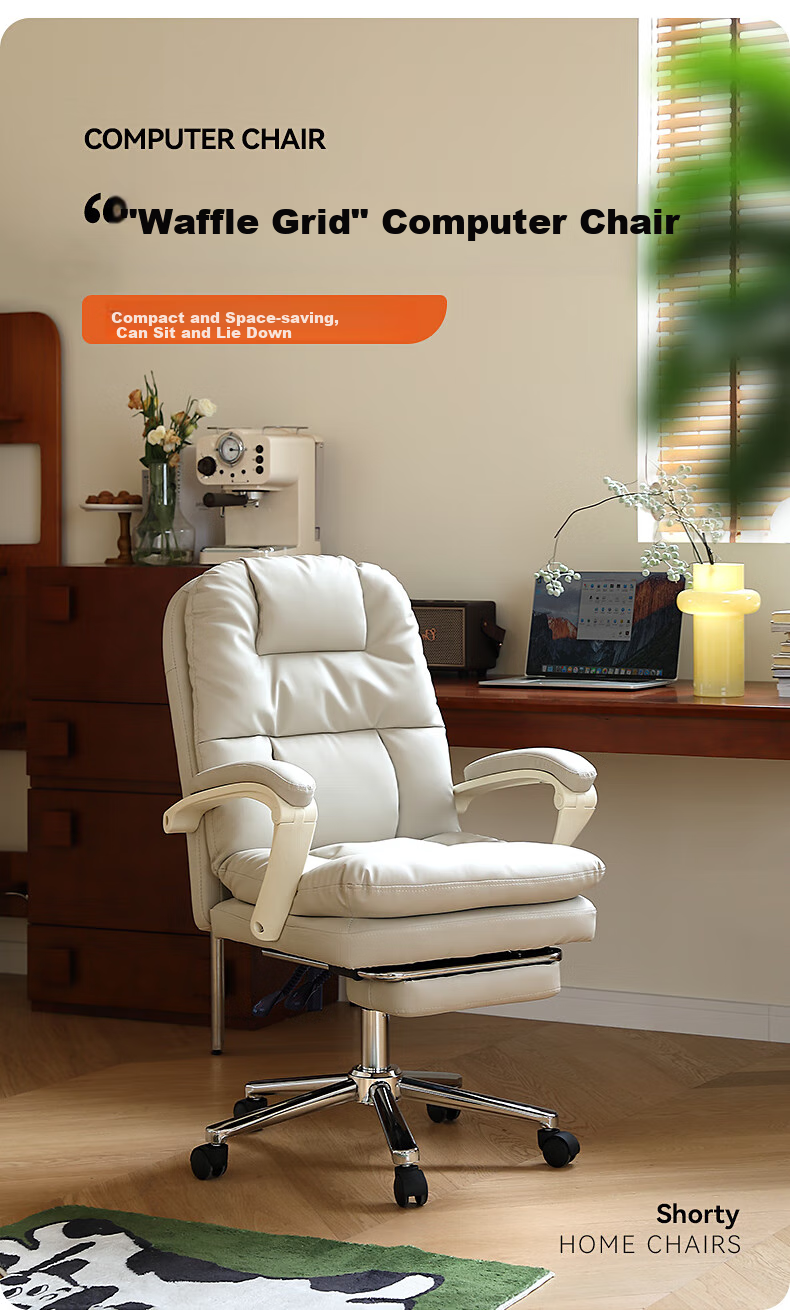 Guquan C733 Milk White Ergonomic Office Chair for Home, Long Sitting, Study, Dormitory And Study Room - Reclining 1