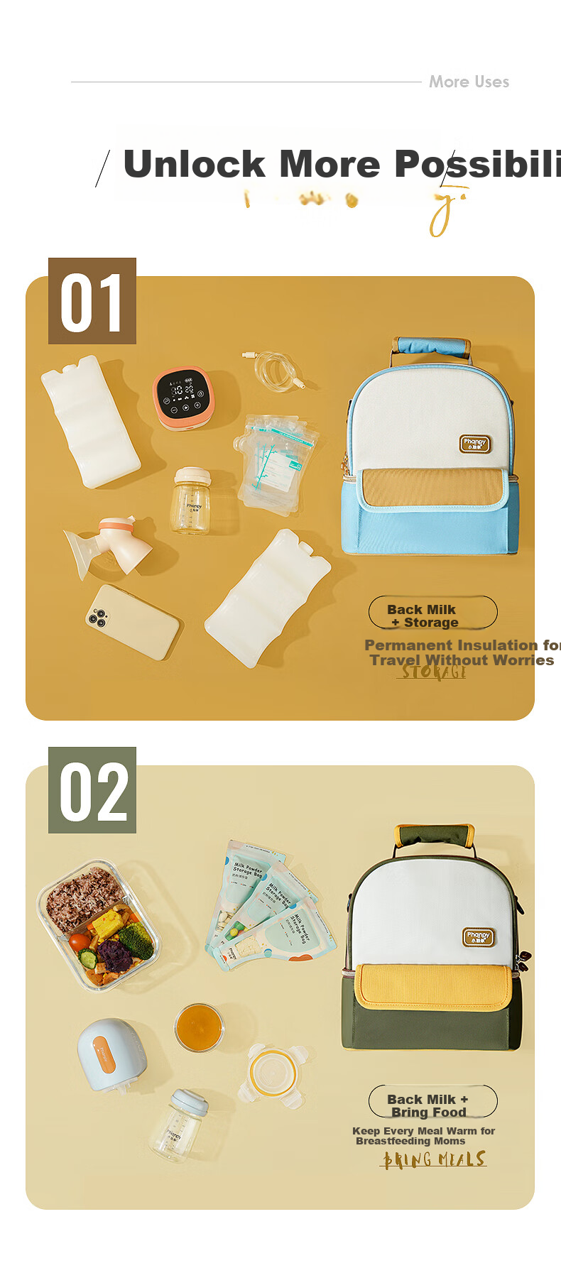 Xiaoyaxiang Breast Milk Storage Bag, Portable Insulated Cooler Bag for Working Mothers, Blue Ice Milk Preservation Bag, Mommy Bag (Yicai) 9